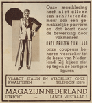 717422 Advertentie van Magazijn Nederland, Kledingmagazijn, Lange Viestraat 3 te Utrecht.